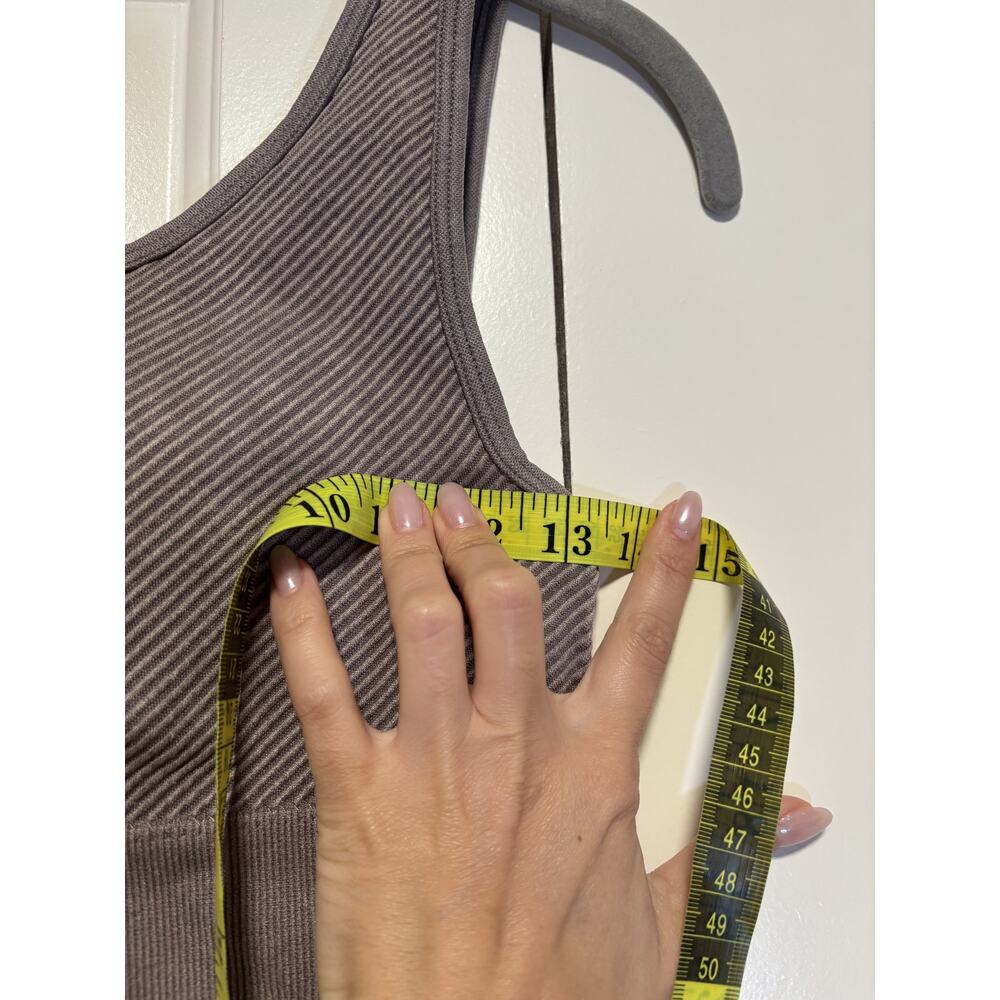 Top Ribbed Crop Tank Top Bra Gray M - Picture 3 of 6